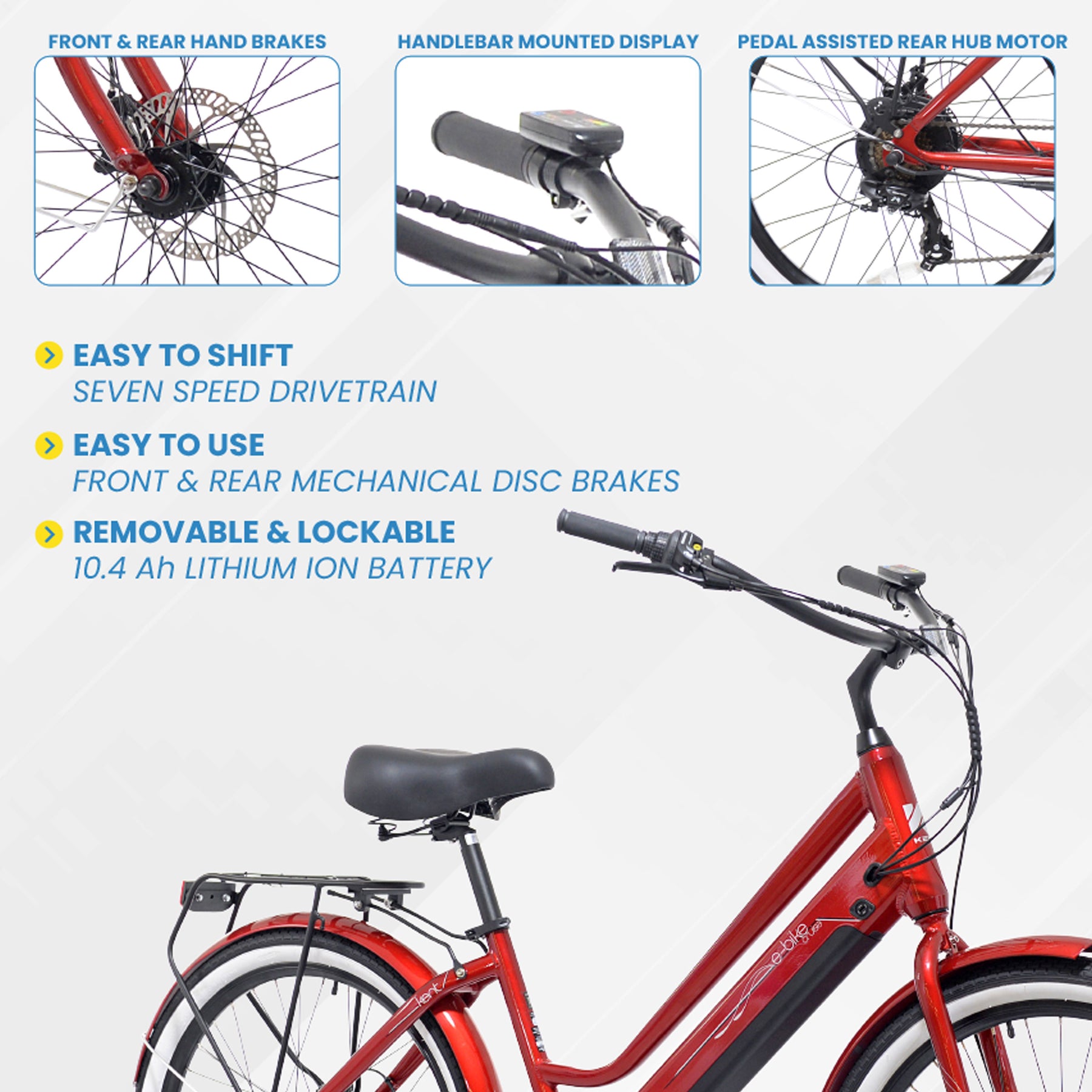 26" Kent E-Bike Cruiser | Electric Cruiser Bike for Adults Ages 14+